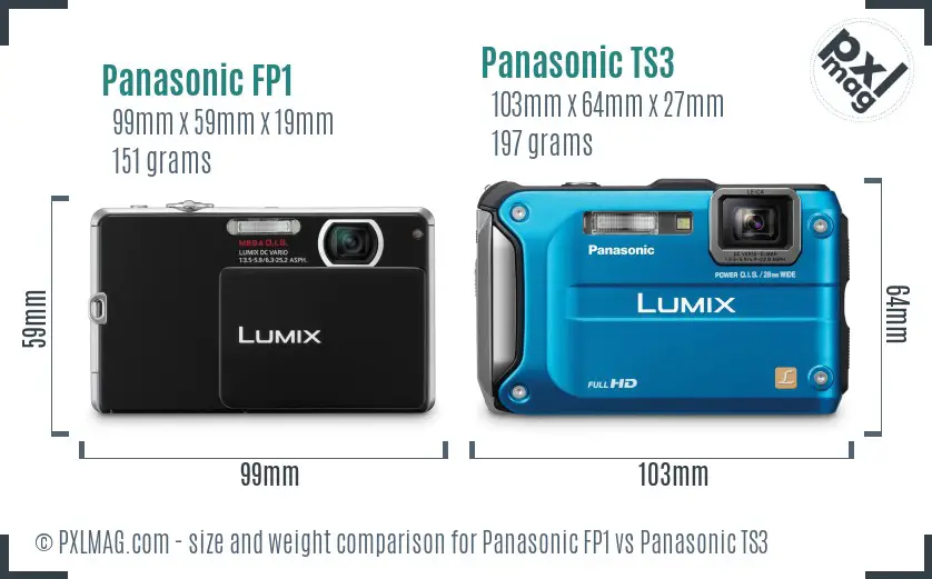 Panasonic FP1 vs Panasonic TS3 size comparison