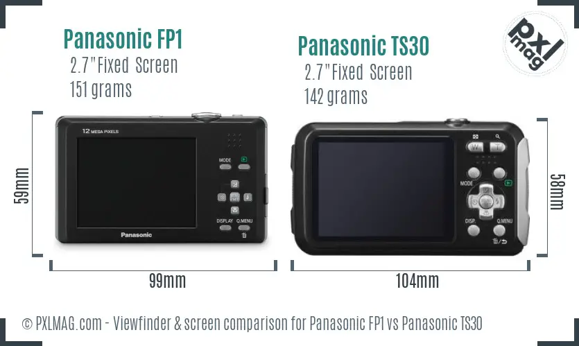 Panasonic FP1 vs Panasonic TS30 Screen and Viewfinder comparison