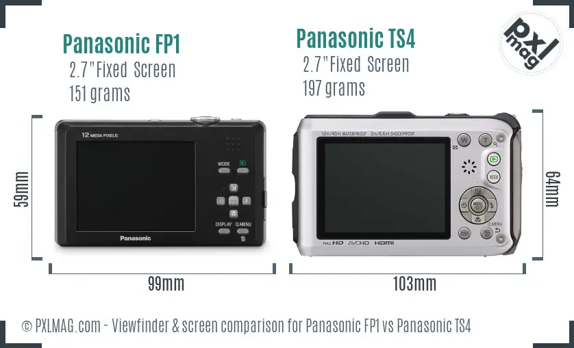 Panasonic FP1 vs Panasonic TS4 Screen and Viewfinder comparison