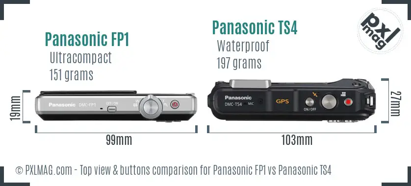 Panasonic FP1 vs Panasonic TS4 top view buttons comparison