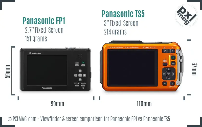 Panasonic FP1 vs Panasonic TS5 Screen and Viewfinder comparison