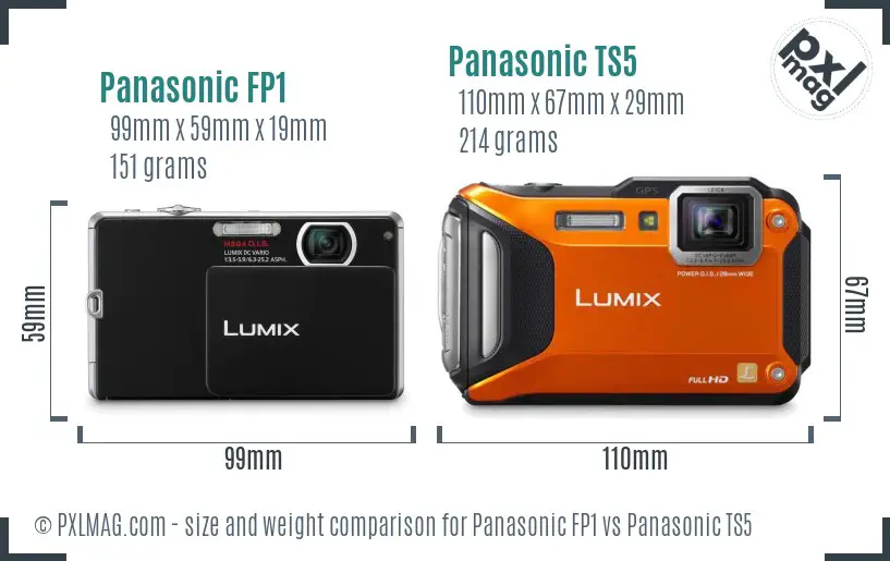 Panasonic FP1 vs Panasonic TS5 size comparison