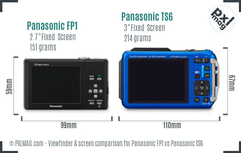 Panasonic FP1 vs Panasonic TS6 Screen and Viewfinder comparison