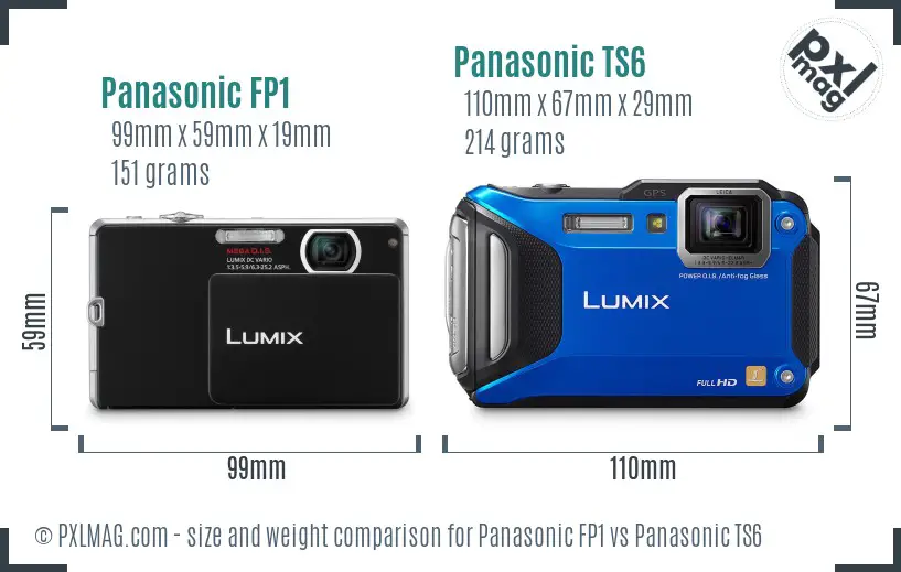 Panasonic FP1 vs Panasonic TS6 size comparison