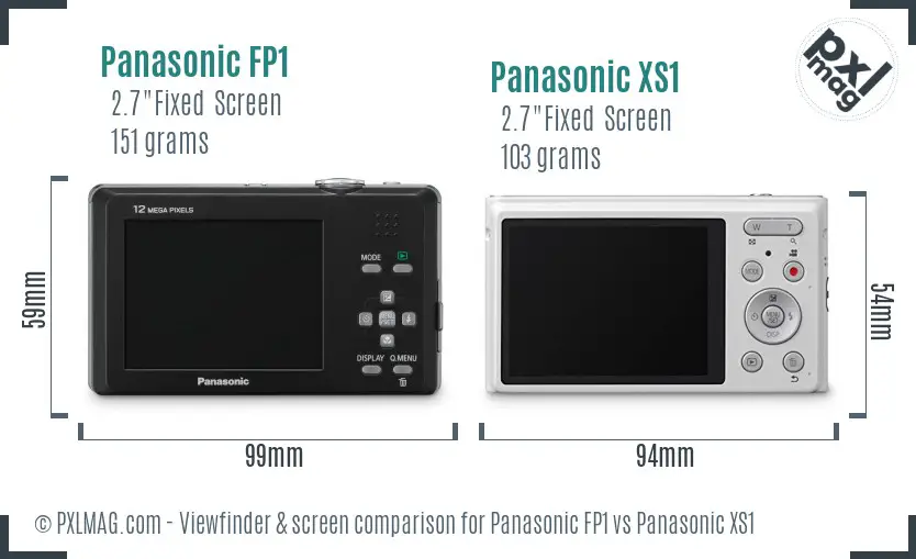 Panasonic FP1 vs Panasonic XS1 Screen and Viewfinder comparison