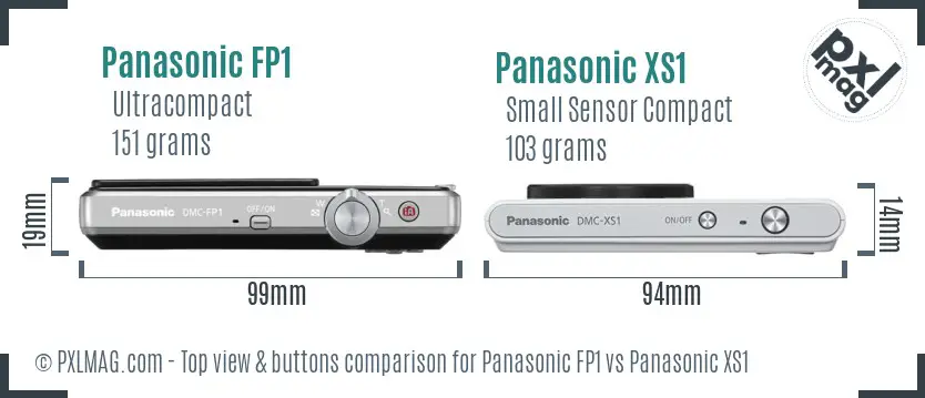 Panasonic FP1 vs Panasonic XS1 top view buttons comparison