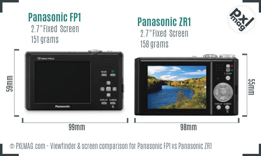 Panasonic FP1 vs Panasonic ZR1 Screen and Viewfinder comparison