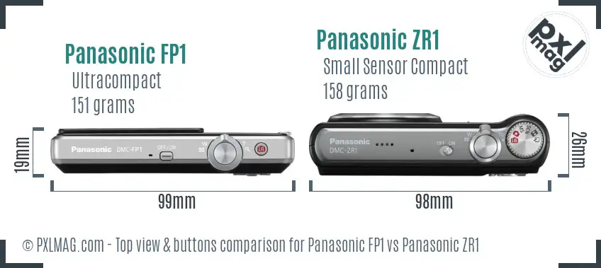 Panasonic FP1 vs Panasonic ZR1 top view buttons comparison