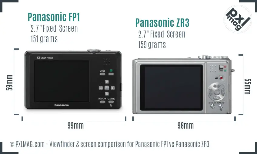 Panasonic FP1 vs Panasonic ZR3 Screen and Viewfinder comparison