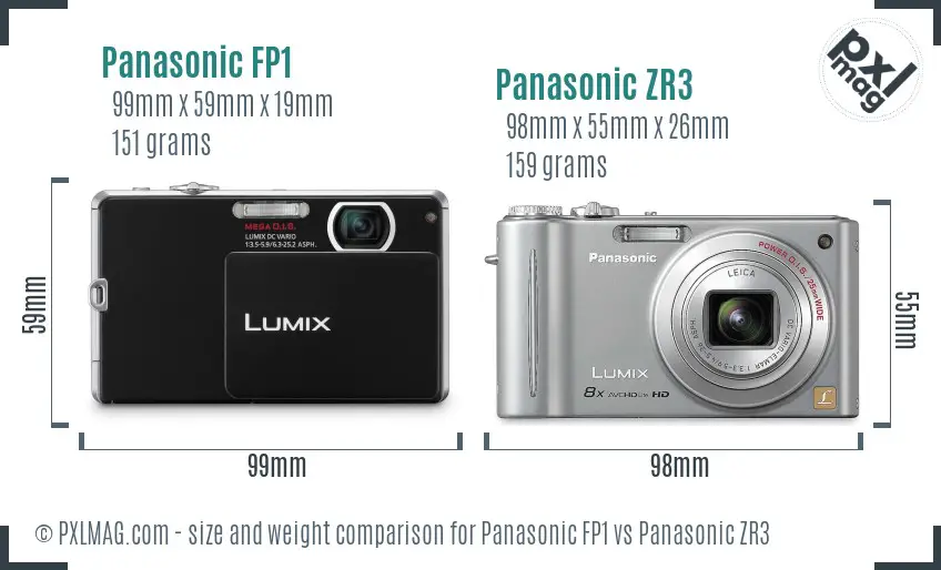 Panasonic FP1 vs Panasonic ZR3 size comparison