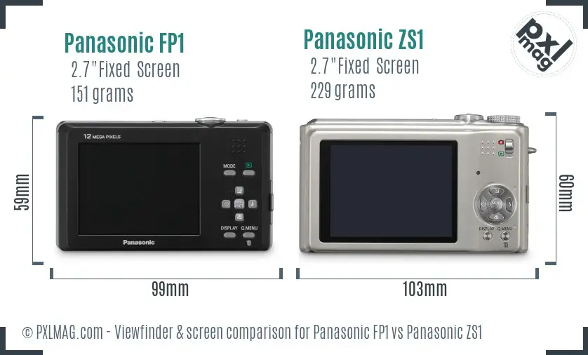 Panasonic FP1 vs Panasonic ZS1 Screen and Viewfinder comparison