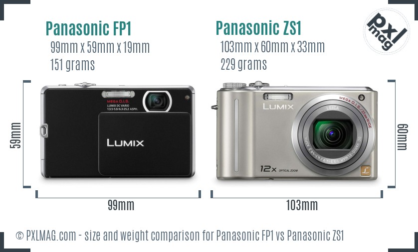Panasonic FP1 vs Panasonic ZS1 size comparison