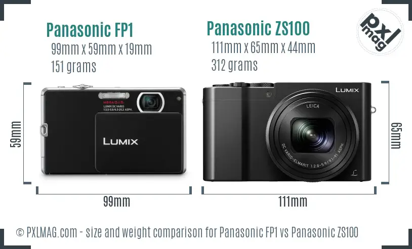 Panasonic FP1 vs Panasonic ZS100 size comparison