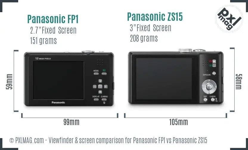 Panasonic FP1 vs Panasonic ZS15 Screen and Viewfinder comparison