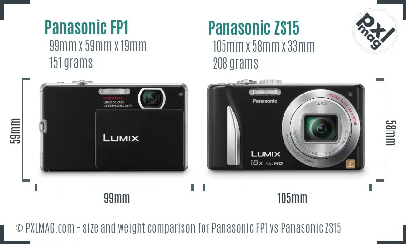 Panasonic FP1 vs Panasonic ZS15 size comparison