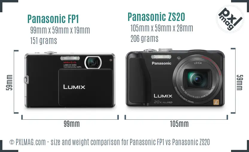 Panasonic FP1 vs Panasonic ZS20 size comparison