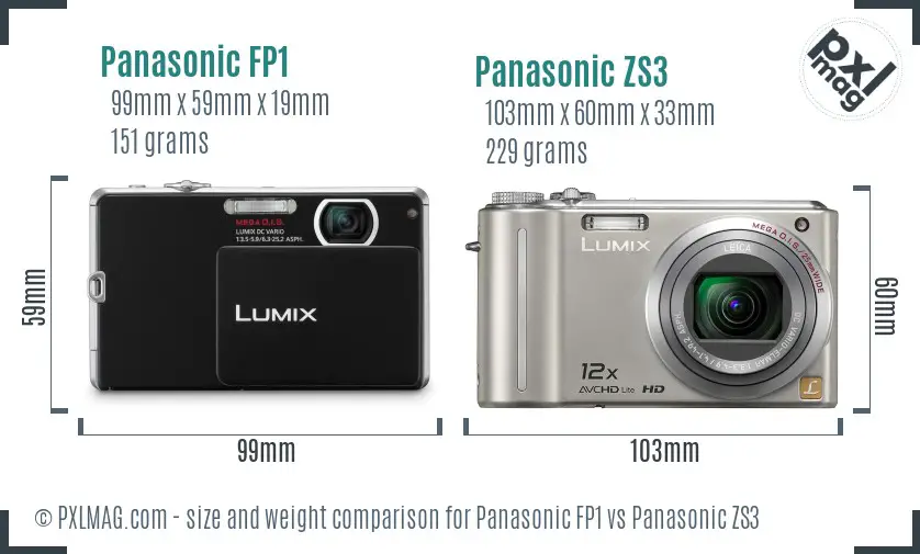 Panasonic FP1 vs Panasonic ZS3 size comparison