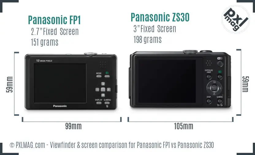 Panasonic FP1 vs Panasonic ZS30 Screen and Viewfinder comparison