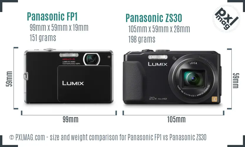 Panasonic FP1 vs Panasonic ZS30 size comparison
