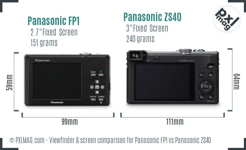 Panasonic FP1 vs Panasonic ZS40 Screen and Viewfinder comparison