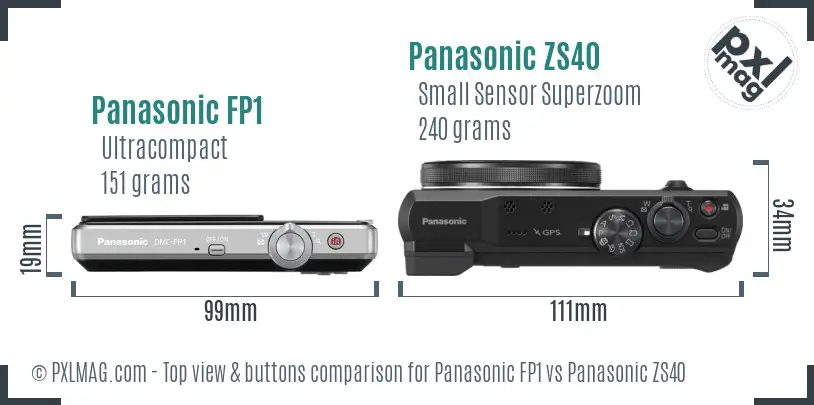 Panasonic FP1 vs Panasonic ZS40 top view buttons comparison