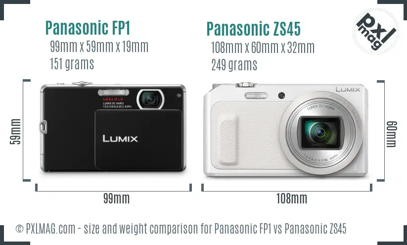 Panasonic FP1 vs Panasonic ZS45 size comparison