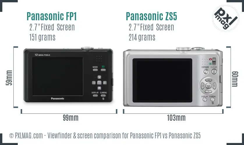 Panasonic FP1 vs Panasonic ZS5 Screen and Viewfinder comparison