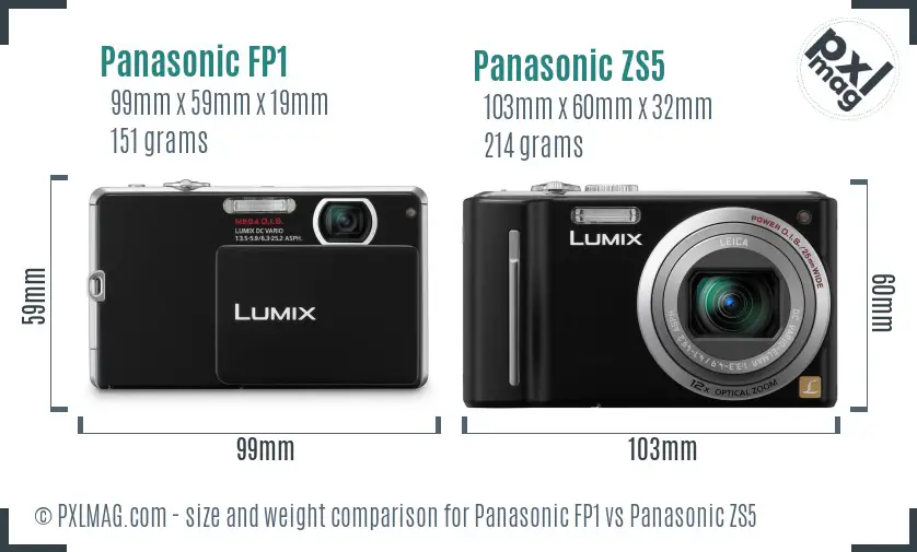 Panasonic FP1 vs Panasonic ZS5 size comparison