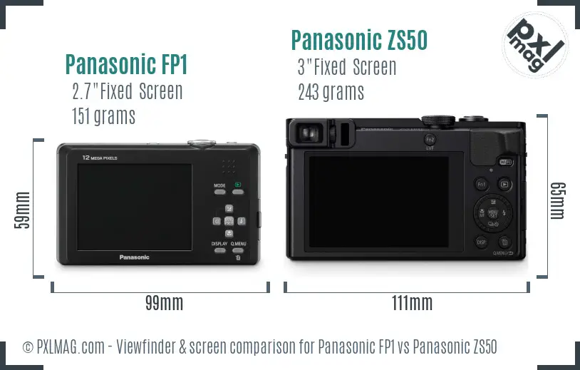 Panasonic FP1 vs Panasonic ZS50 Screen and Viewfinder comparison