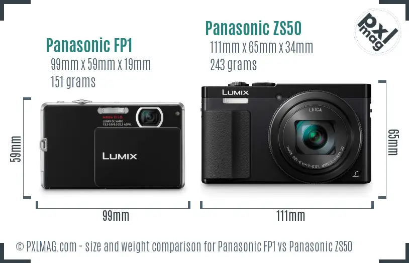 Panasonic FP1 vs Panasonic ZS50 size comparison