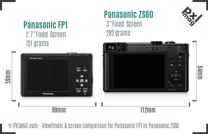 Panasonic FP1 vs Panasonic ZS60 Screen and Viewfinder comparison