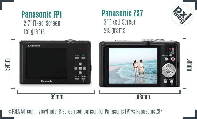 Panasonic FP1 vs Panasonic ZS7 Screen and Viewfinder comparison