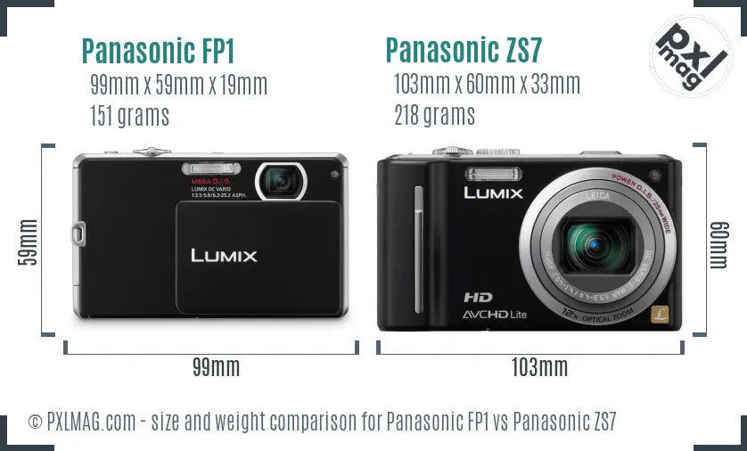 Panasonic FP1 vs Panasonic ZS7 size comparison