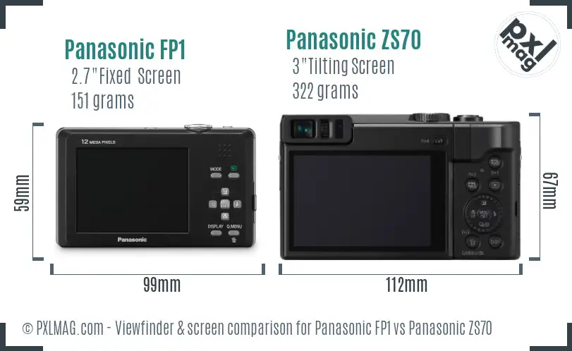 Panasonic FP1 vs Panasonic ZS70 Screen and Viewfinder comparison