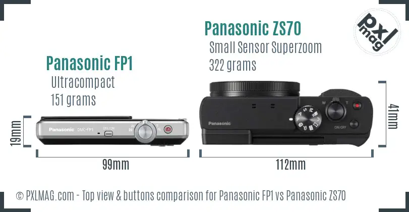 Panasonic FP1 vs Panasonic ZS70 top view buttons comparison