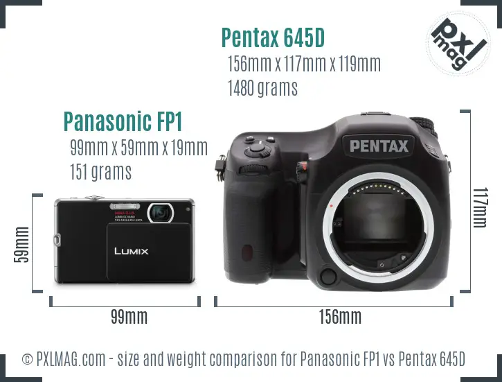 Panasonic FP1 vs Pentax 645D size comparison