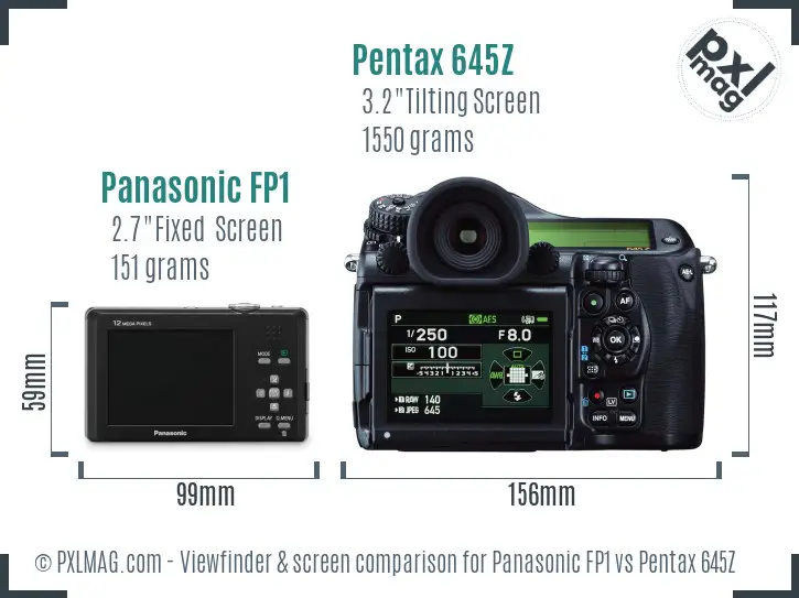 Panasonic FP1 vs Pentax 645Z Screen and Viewfinder comparison