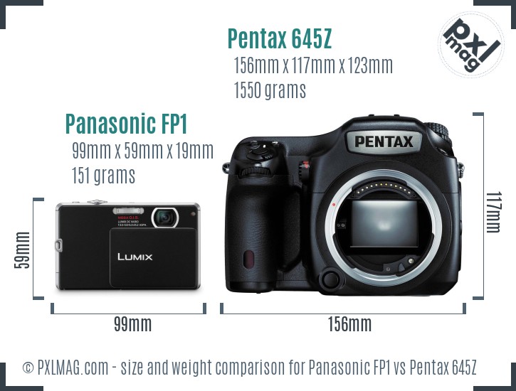 Panasonic FP1 vs Pentax 645Z size comparison