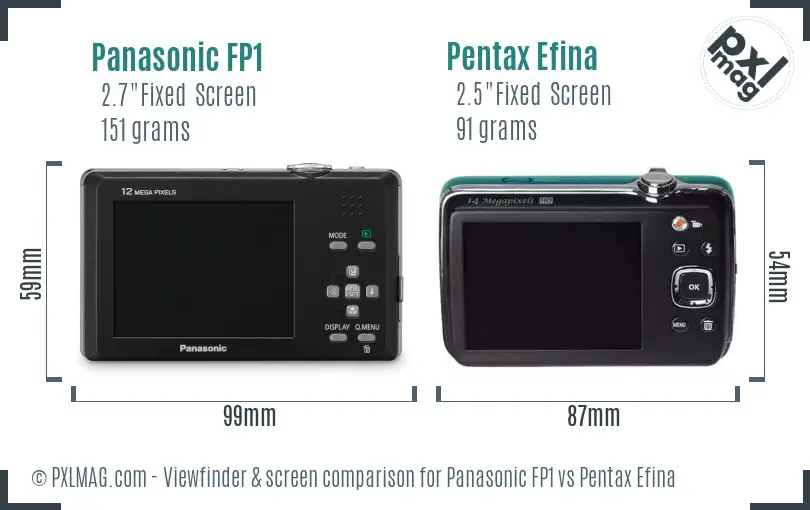 Panasonic FP1 vs Pentax Efina Screen and Viewfinder comparison