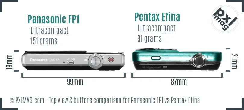 Panasonic FP1 vs Pentax Efina top view buttons comparison