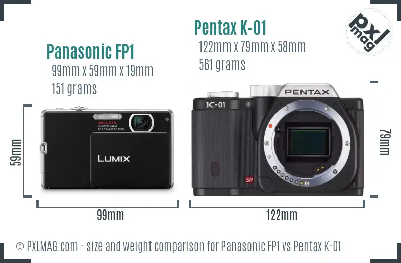 Panasonic FP1 vs Pentax K-01 size comparison
