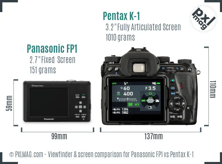 Panasonic FP1 vs Pentax K-1 Screen and Viewfinder comparison