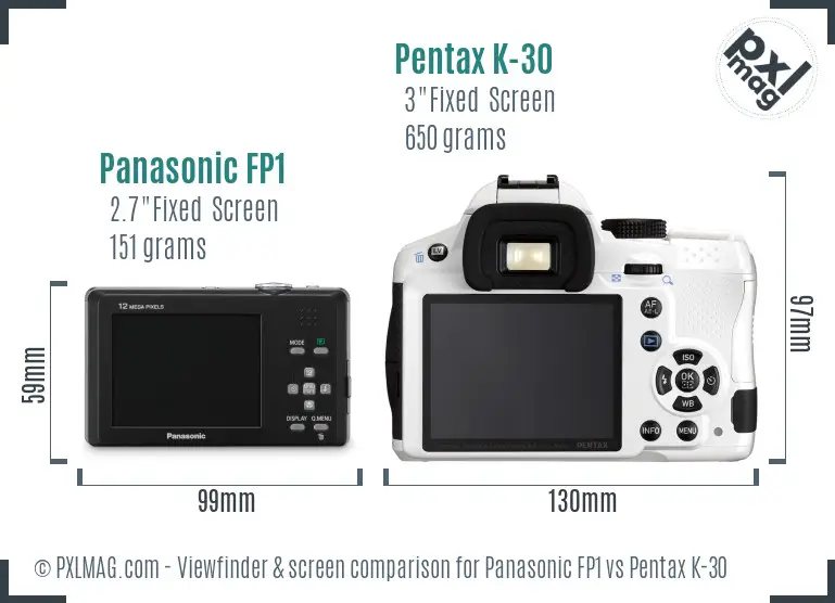 Panasonic FP1 vs Pentax K-30 Screen and Viewfinder comparison