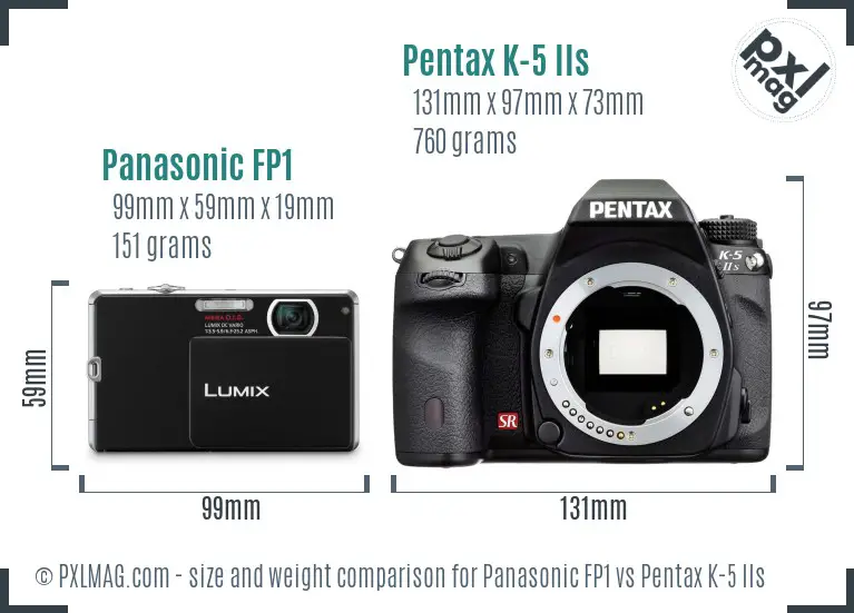 Panasonic FP1 vs Pentax K-5 IIs size comparison