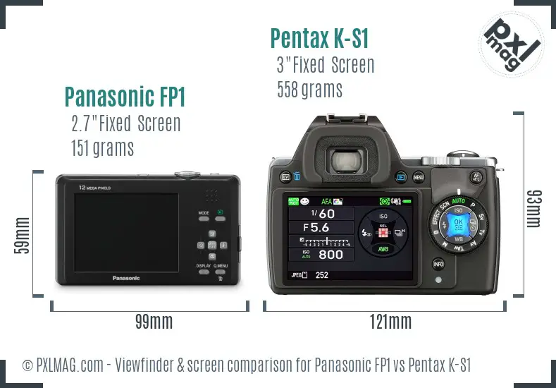 Panasonic FP1 vs Pentax K-S1 Screen and Viewfinder comparison