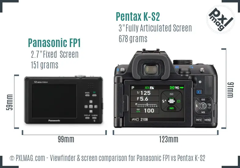 Panasonic FP1 vs Pentax K-S2 Screen and Viewfinder comparison