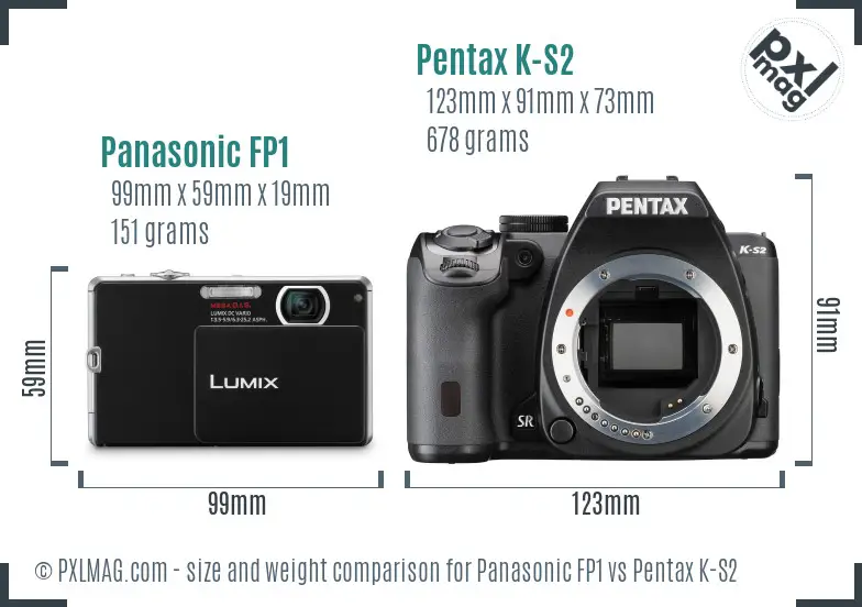 Panasonic FP1 vs Pentax K-S2 size comparison