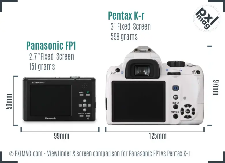 Panasonic FP1 vs Pentax K-r Screen and Viewfinder comparison