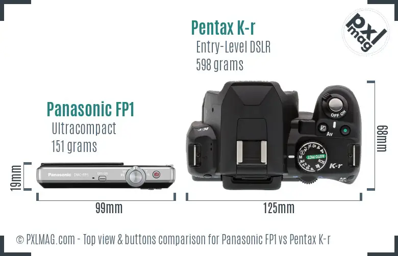 Panasonic FP1 vs Pentax K-r top view buttons comparison