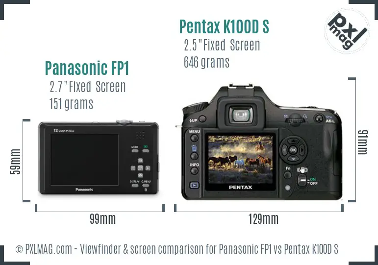 Panasonic FP1 vs Pentax K100D S Screen and Viewfinder comparison
